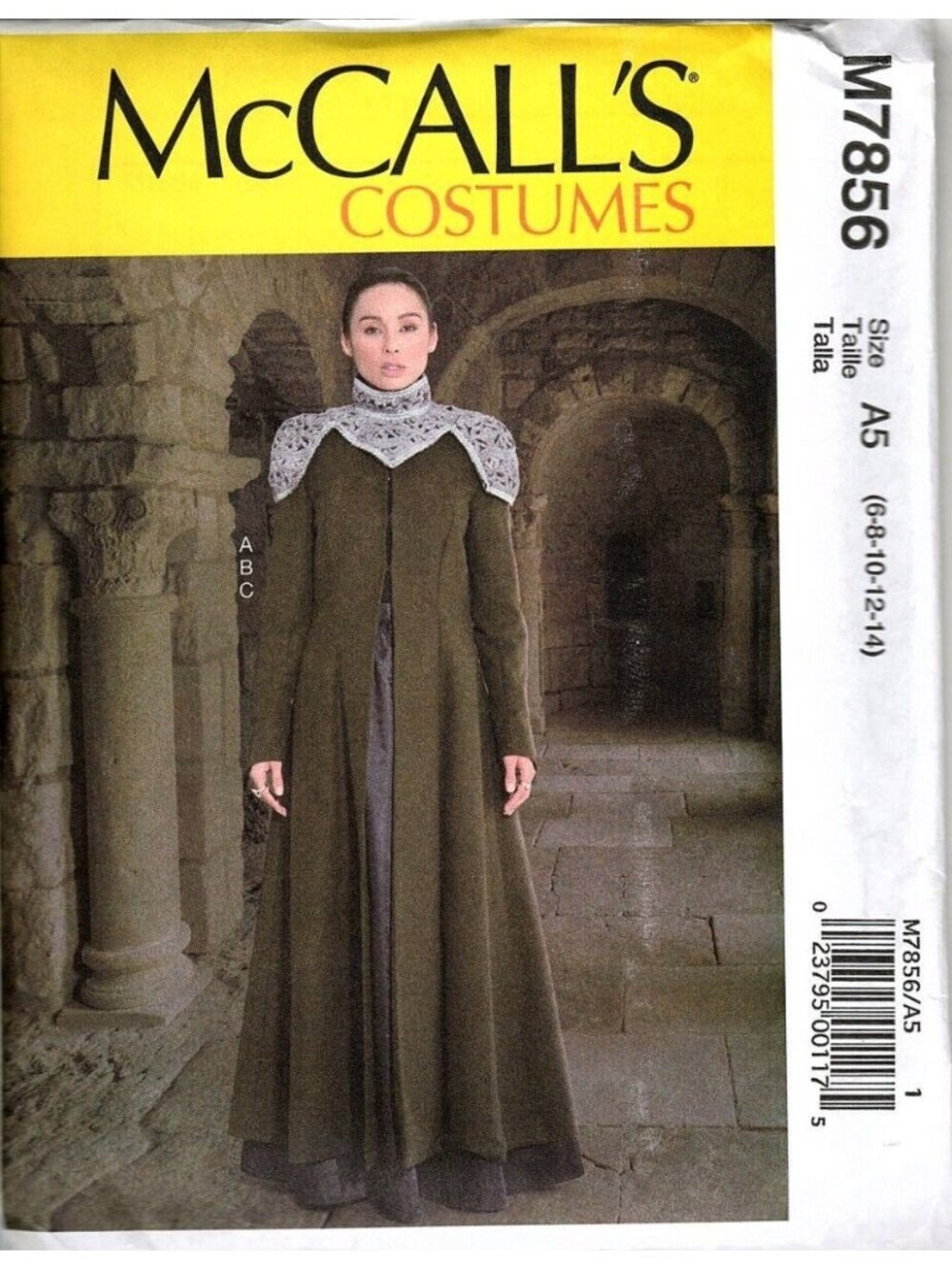 McCalls M7856 Misses Costume 6 to 14 Medieval Jacket, Skirt Uncut Sewing Pattern